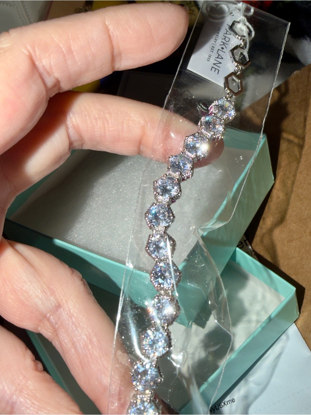 Park Lane Silver-Tone Crystal Tennis Bracelet - honeycomb shaped stunning